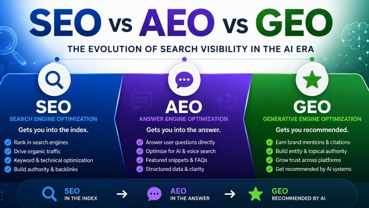 SEO vs AEO vs GEO: What Is the Difference in 2026?