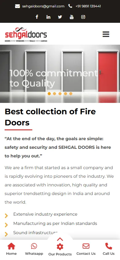 Fire Proof Doors Manufacturer | Sehgaldoor Mobile